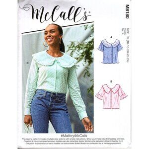 McCall's M8180 Misses 16 to 24 Button Front Tops Uncut Sewing Pattern New